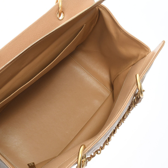 Chanel Matelasse Chain Tote Bag Beige/Gold Hardware Caviar Skin - Picture 10 of 11